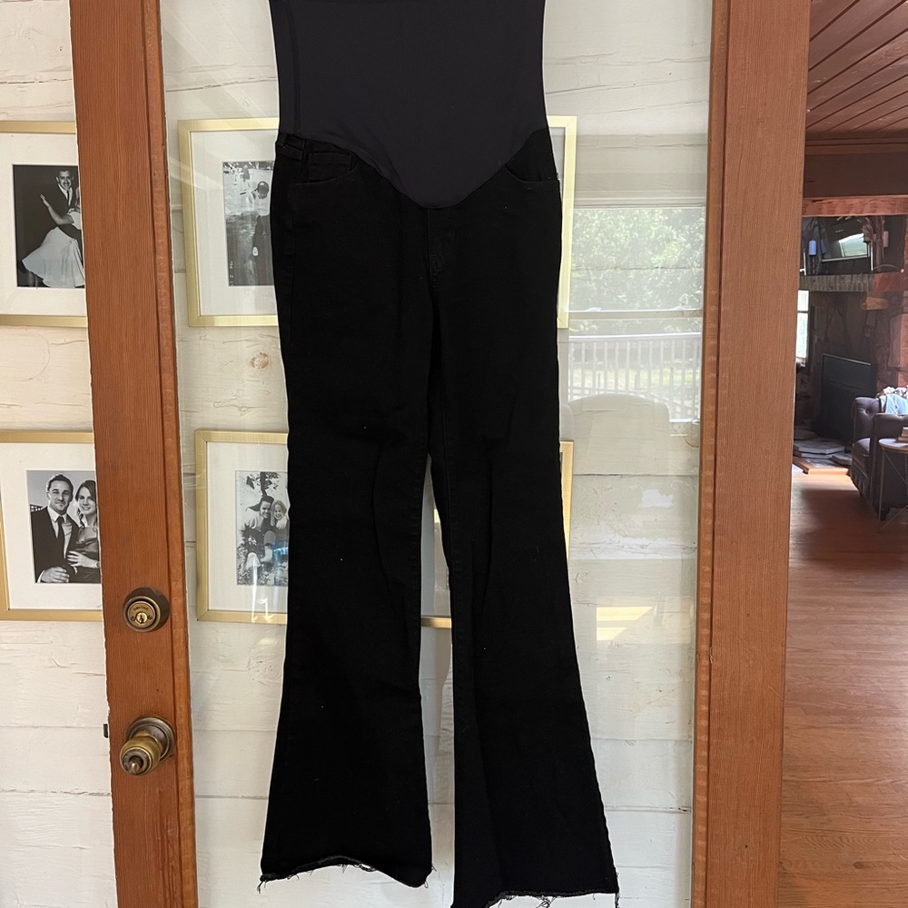 Black Raw Hem Maternity Bootcut Jean
